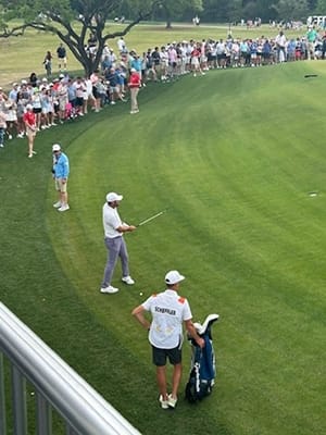 Houston Open participant hitting near the green.